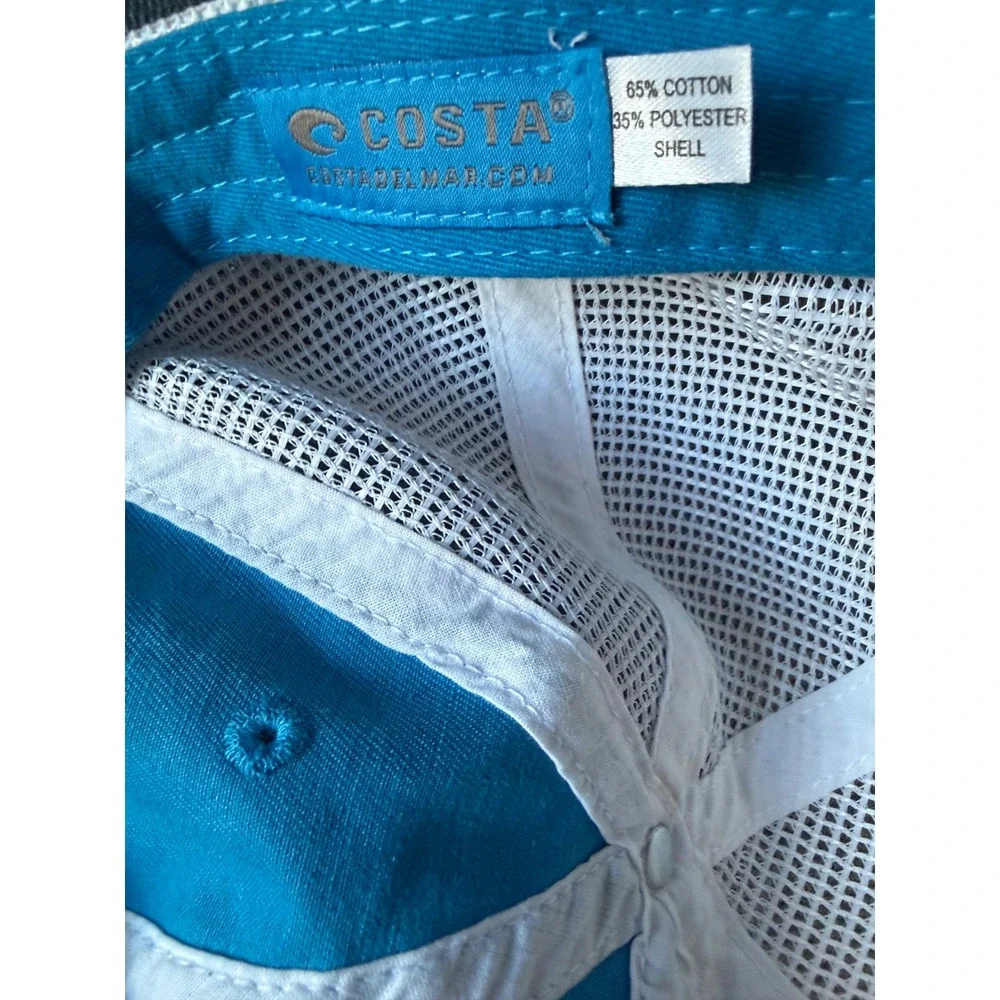 Costa Del Mar Trucker Hat Turquoise Blue‎ White Mesh Snapback Baseball Cap Logo